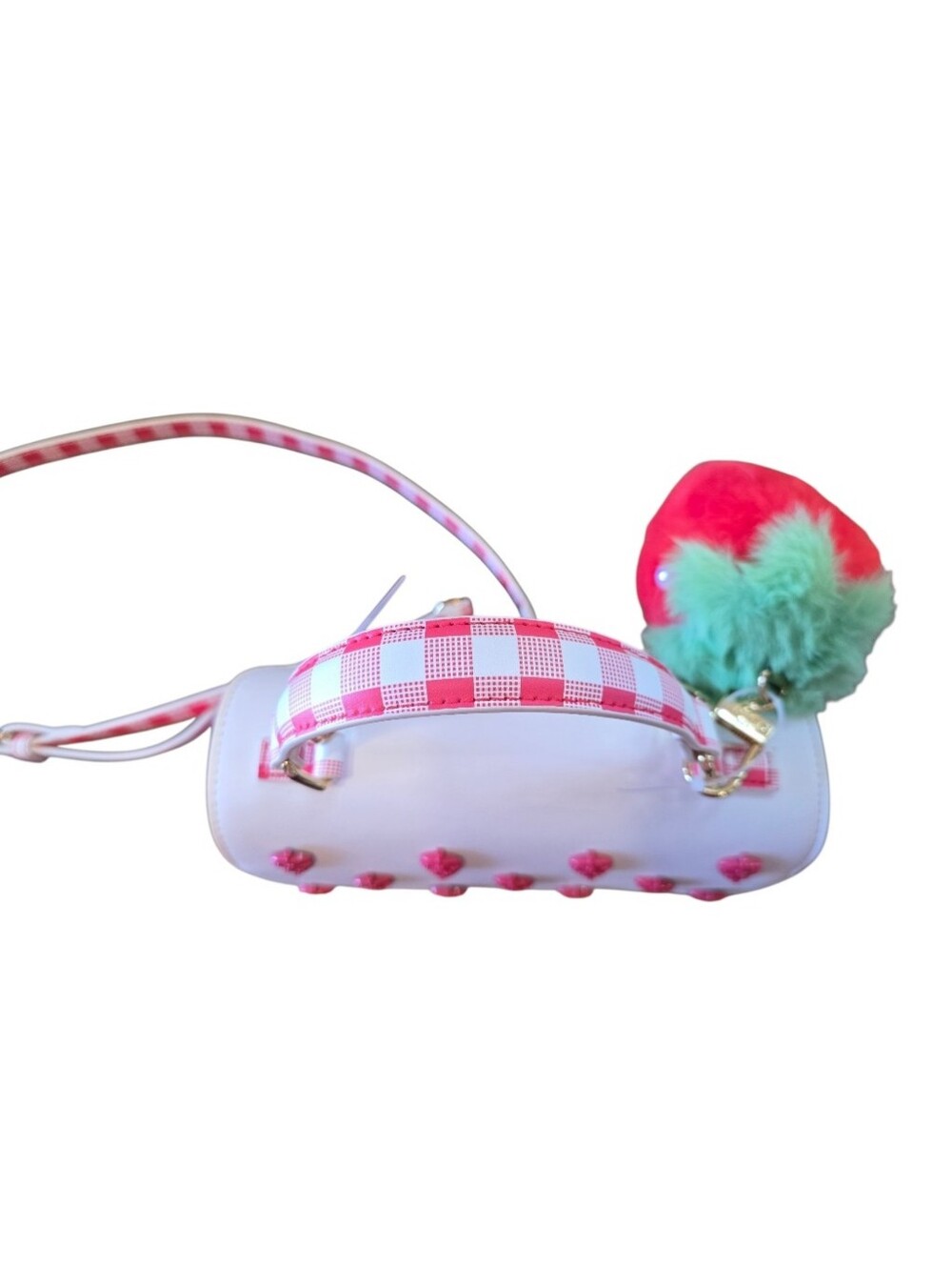 Betsey Johnson Strawberry Gingham Red White Crossbody Handbag - Picture 10 of 12